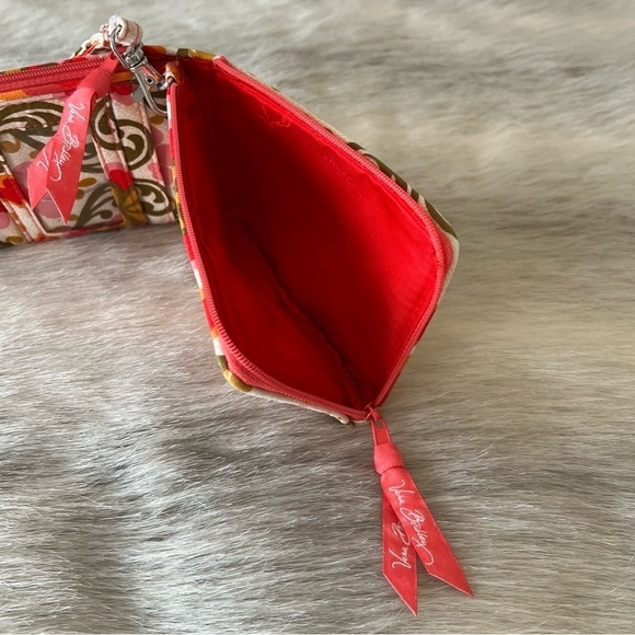 VERA BRADLEY Folkloric Double ID Wristlet Pink Green Floral Travel 2011 Lippies - Picture 10 of 13